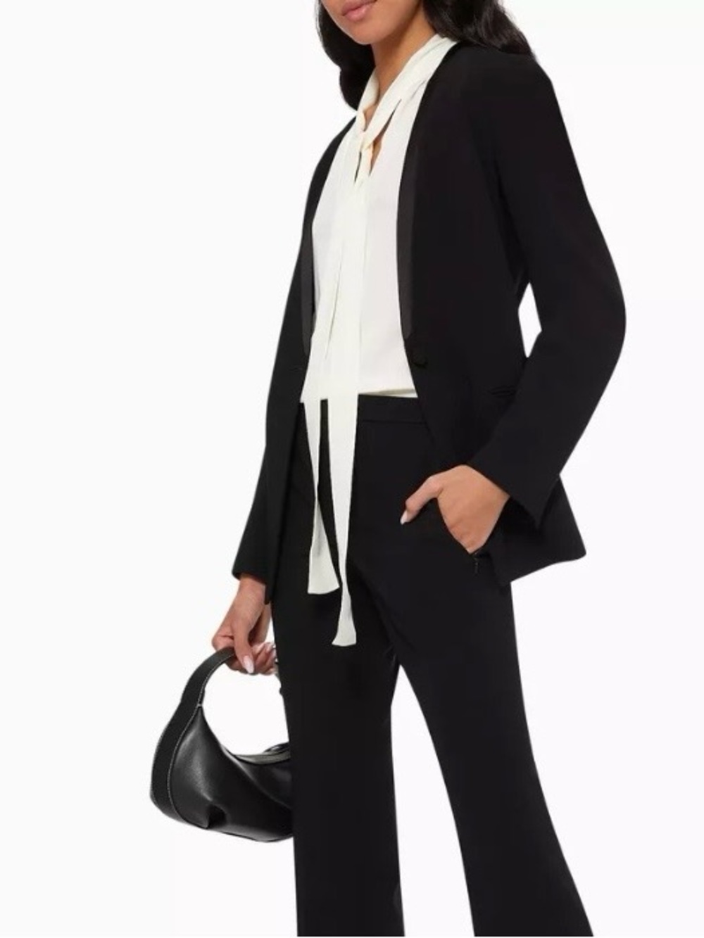 Theory Collarless Tuxedo Crepe Black Blazer 12 - Picture 4 of 11